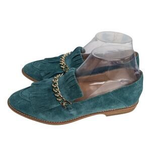 Franco Sarto Teal Suede Genuine Leather Upper Pointed Toe Loafers Women's 8.5M